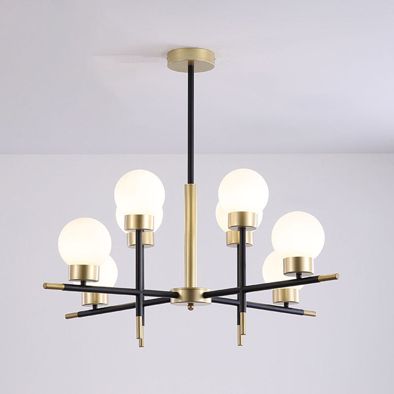 Postmoderne Metallkronleuchter Multi -Licht -Deckenkraut mit Glasschatten für Esszimmer