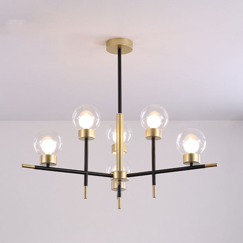 Postmoderne Metallkronleuchter Multi -Licht -Deckenkraut mit Glasschatten für Esszimmer