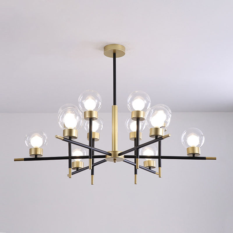 Postmoderne Metallkronleuchter Multi -Licht -Deckenkraut mit Glasschatten für Esszimmer