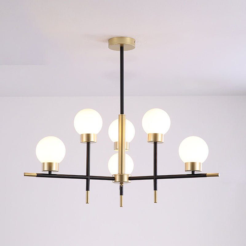 Postmoderne Metallkronleuchter Multi -Licht -Deckenkraut mit Glasschatten für Esszimmer