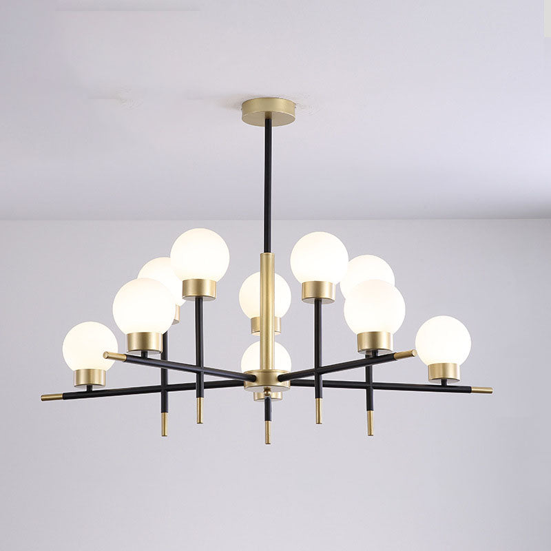 Postmoderne Metallkronleuchter Multi -Licht -Deckenkraut mit Glasschatten für Esszimmer