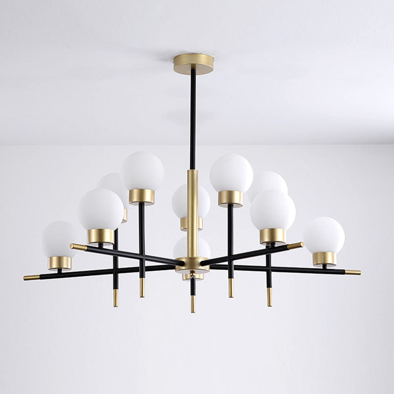 Postmoderne Metallkronleuchter Multi -Licht -Deckenkraut mit Glasschatten für Esszimmer