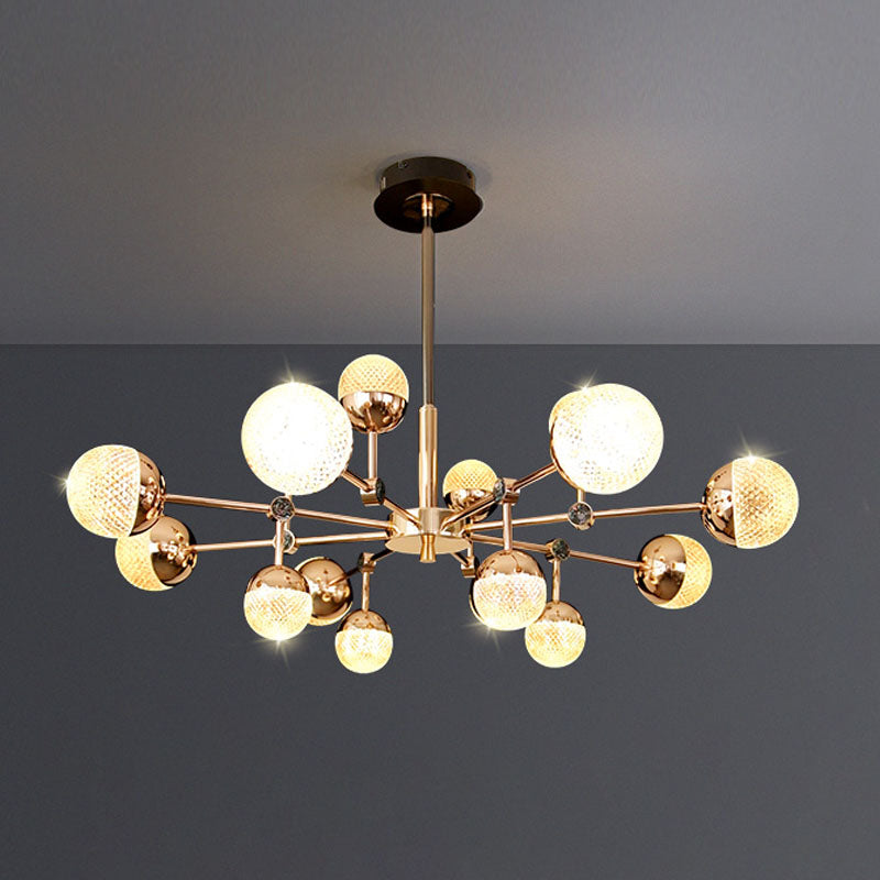 Sputnik Design Salon Kronleuchter klares Acryl -Multi -Lichter postmoderne Deckenleuchte in Gold