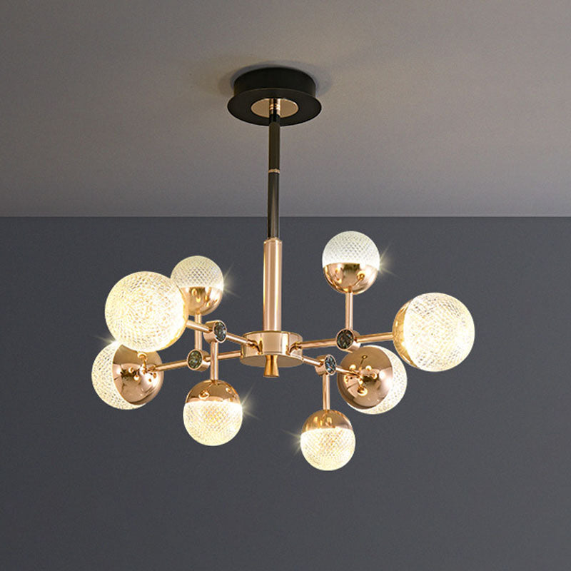 Sputnik Design Salon Kronleuchter klares Acryl -Multi -Lichter postmoderne Deckenleuchte in Gold