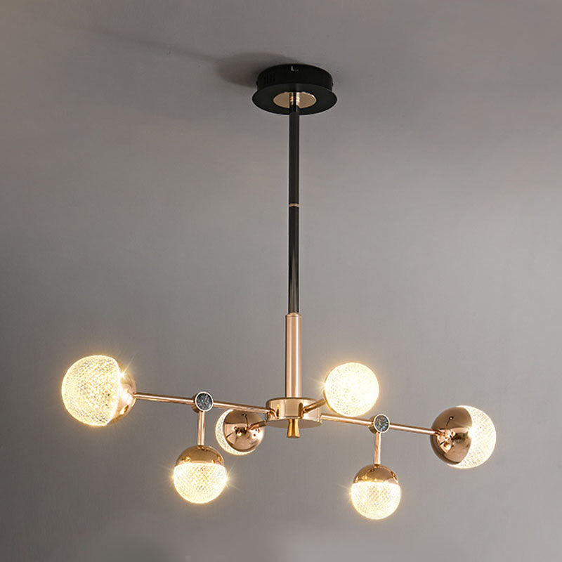 Sputnik Design Salon Kronleuchter klares Acryl -Multi -Lichter postmoderne Deckenleuchte in Gold