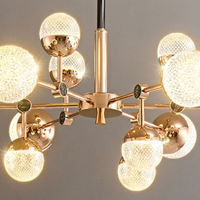 Sputnik Design Salon Kronleuchter klares Acryl -Multi -Lichter postmoderne Deckenleuchte in Gold