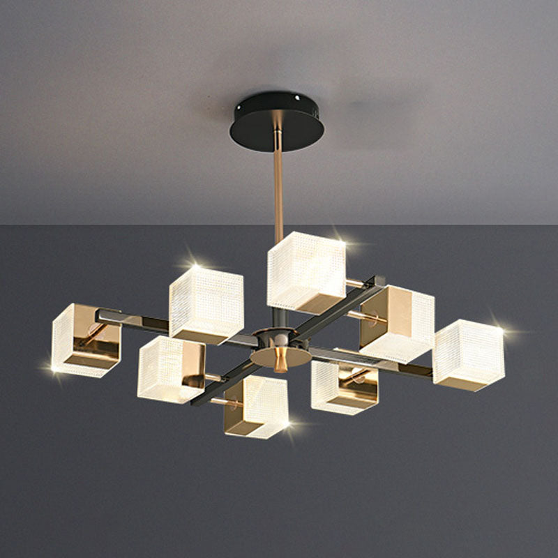 Postmoderne Metallkronleuchter leichte quadratische Form Anhänger Beleuchtung für Wohnzimmer