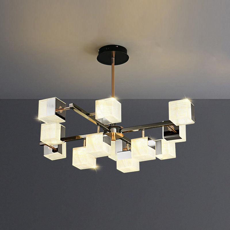 Postmoderne Metallkronleuchter leichte quadratische Form Anhänger Beleuchtung für Wohnzimmer