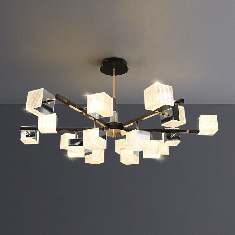 Postmoderne Metallkronleuchter leichte quadratische Form Anhänger Beleuchtung für Wohnzimmer