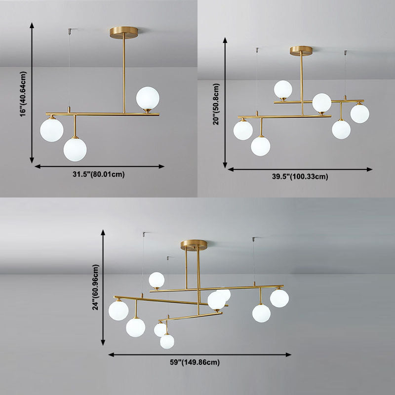 Stile moderno Opal Glass Orb Orbomone a sospensione in oro chiaro soggiorno lampadario