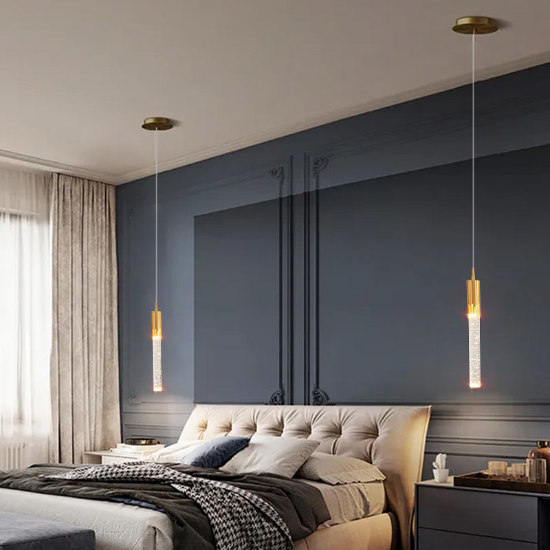 Metall hängende Licht mit klarer Kristallfarbton -Einfachheit Anhänger Beleuchtung für Schlafzimmer