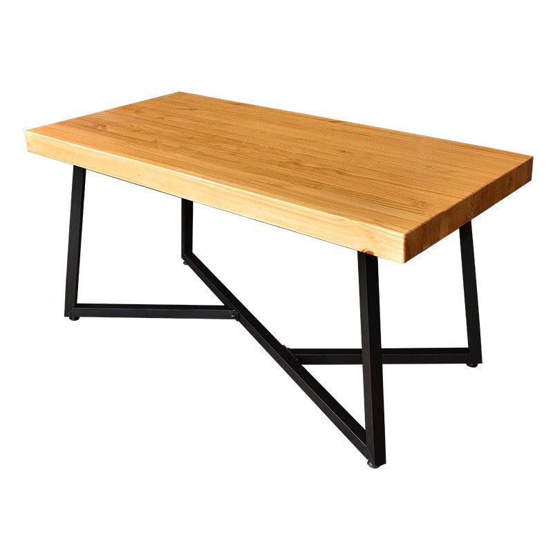 Tavolo da pranzo in legno solido in stile industriale Usa tavolo rettangolo con base di cavalletto