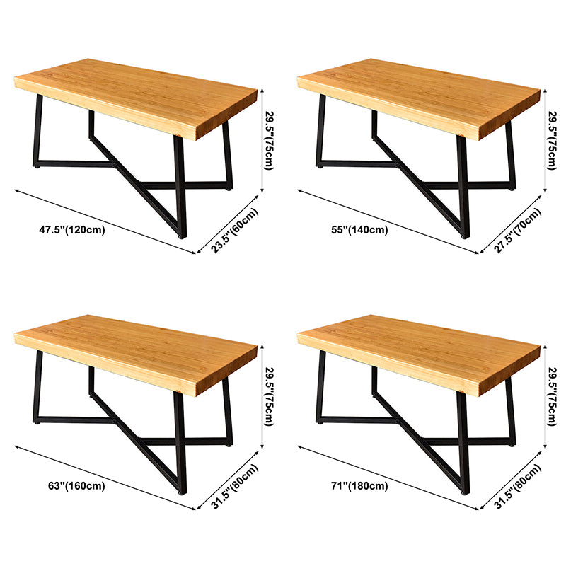 Tavolo da pranzo in legno solido in stile industriale Usa tavolo rettangolo con base di cavalletto