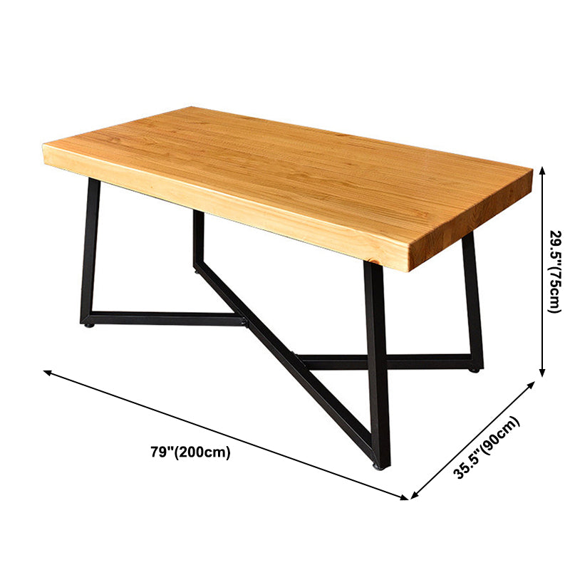 Tavolo da pranzo in legno solido in stile industriale Usa tavolo rettangolo con base di cavalletto