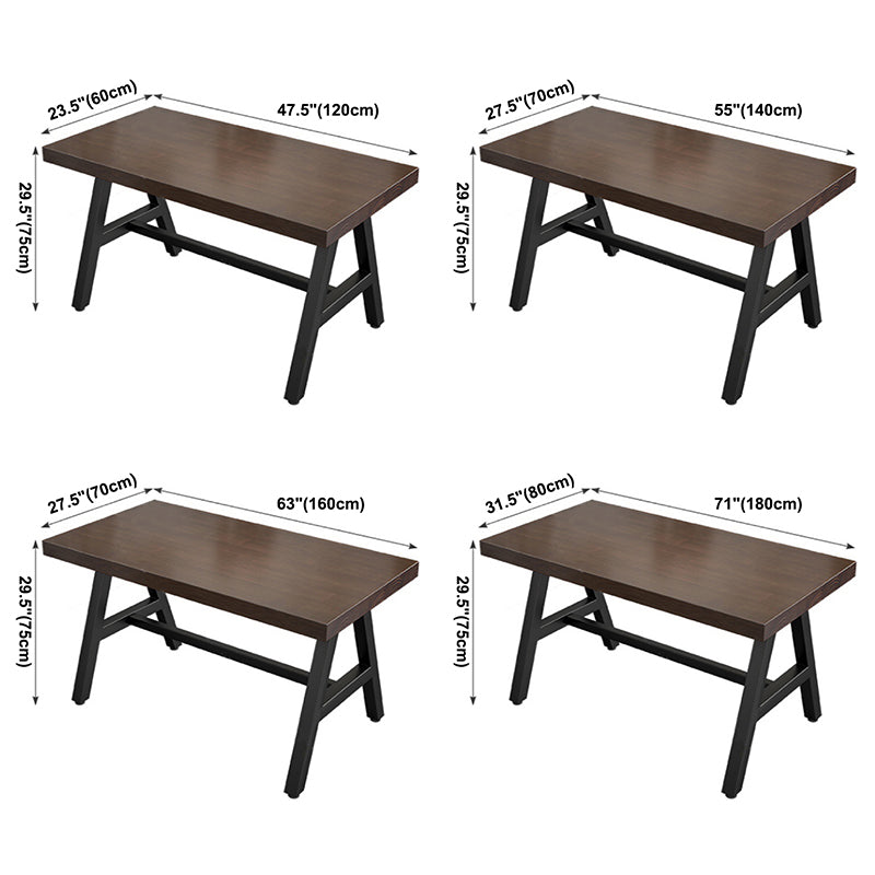 Industrial Rectangle Dining Table Pine Solid Wood Table with Black Trestle Base