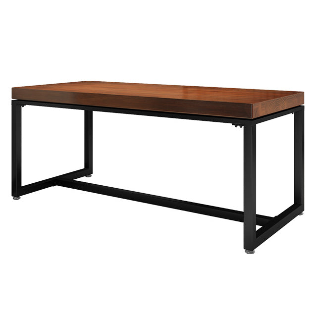 Table à manger de style industriel en bois massif table de rectangle marron avec cadre noir pour salle à manger