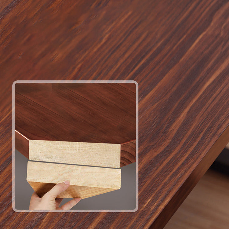 Table à manger de style industriel en bois massif table de rectangle marron avec cadre noir pour salle à manger