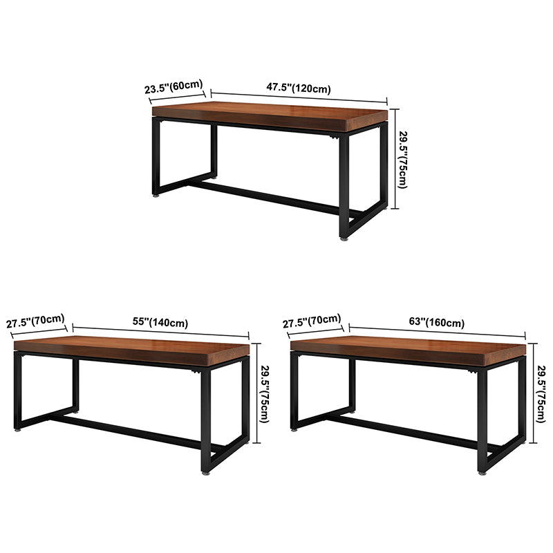 Table à manger de style industriel en bois massif table de rectangle marron avec cadre noir pour salle à manger