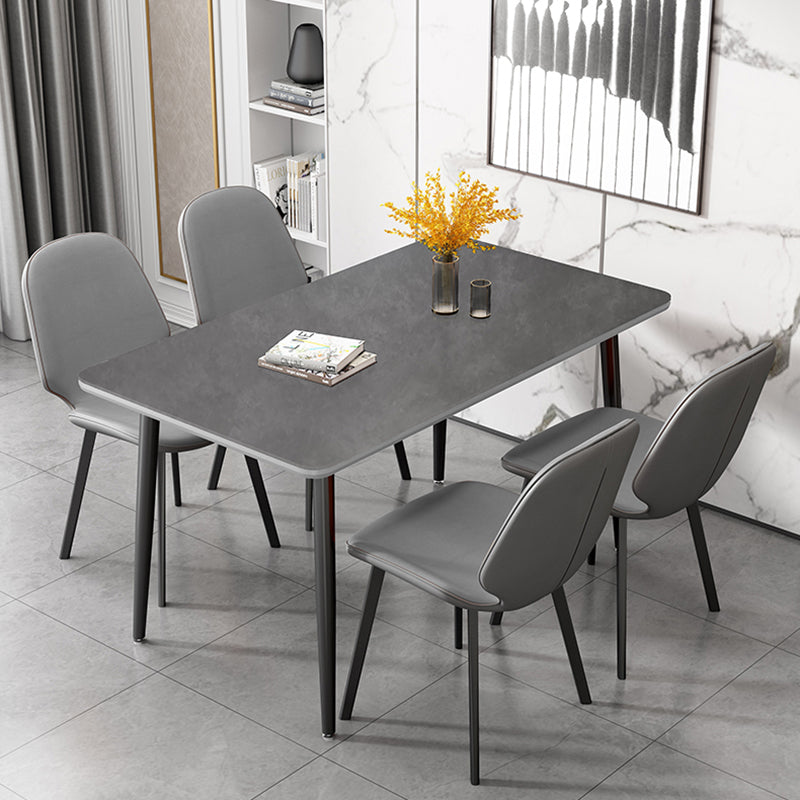 Rectangular Modern Style Sintered Stone Dining Table Dining Furniture with 4 Legs Metallic Base
