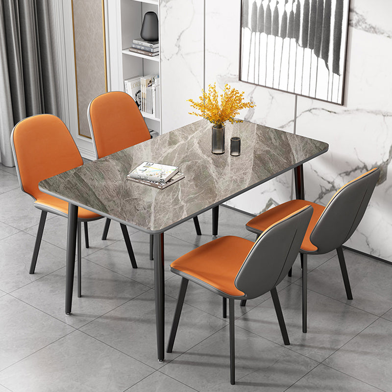 Rectangular Modern Style Sintered Stone Dining Table Dining Furniture with 4 Legs Metallic Base