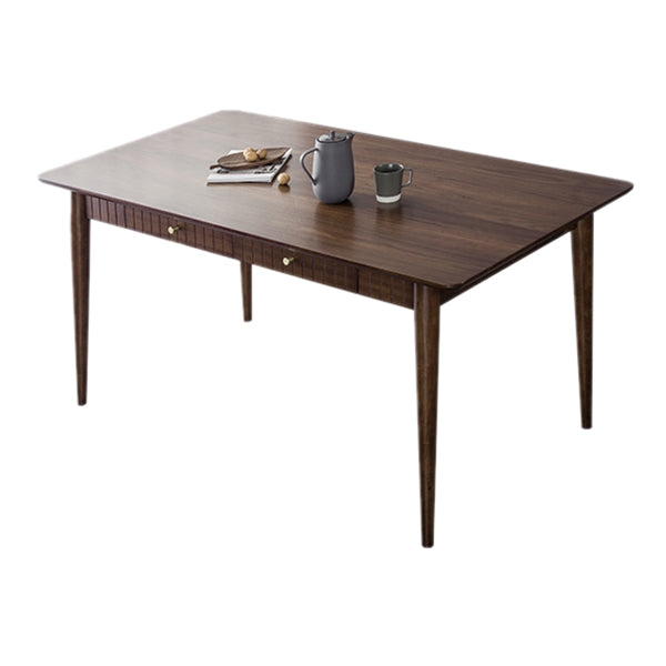 Hickory Rectangle Wood Table Storage Dining Table with 4 Legs for Restaurant