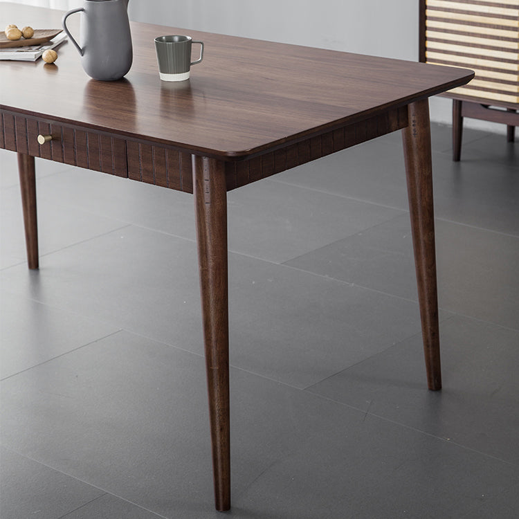 Hickory Rectangle Wood Table Storage Dining Table with 4 Legs for Restaurant
