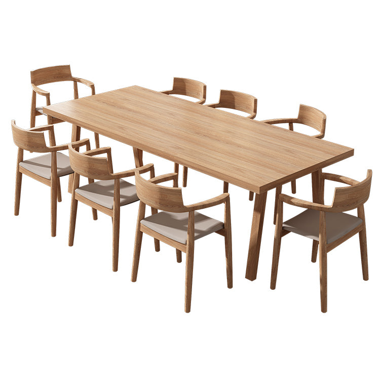 Rectangle Pine Solid Wood Table Modern Dining Table with 4 Legs, in Nature