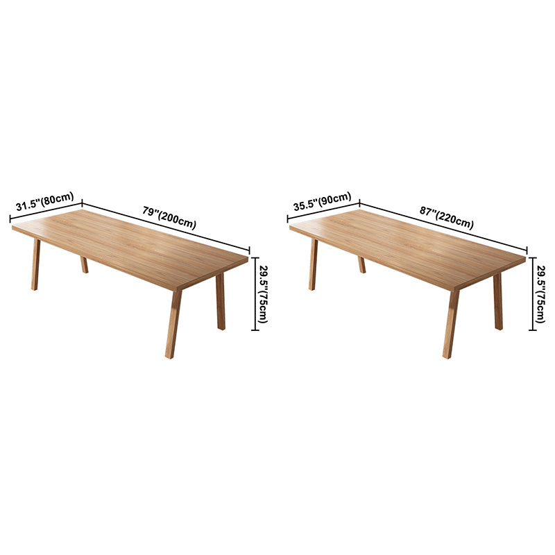 Rectangle Pine Solid Wood Table Modern Dining Table with 4 Legs, in Nature