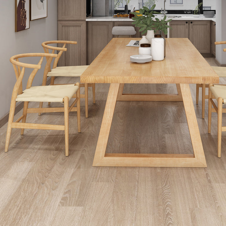 Dennen vaste houten rechthoek tafel moderne eettafel in de natuur met dubbel voetstuk
