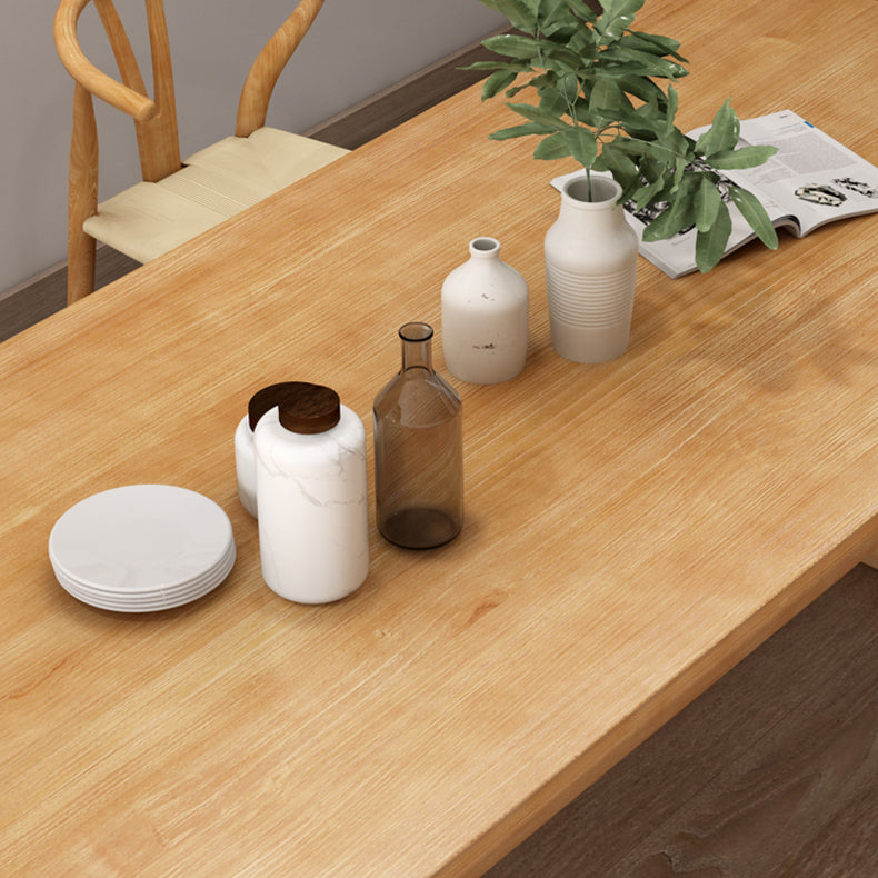 Dennen vaste houten rechthoek tafel moderne eettafel in de natuur met dubbel voetstuk