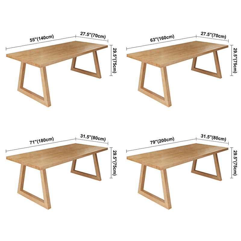 Dennen vaste houten rechthoek tafel moderne eettafel in de natuur met dubbel voetstuk