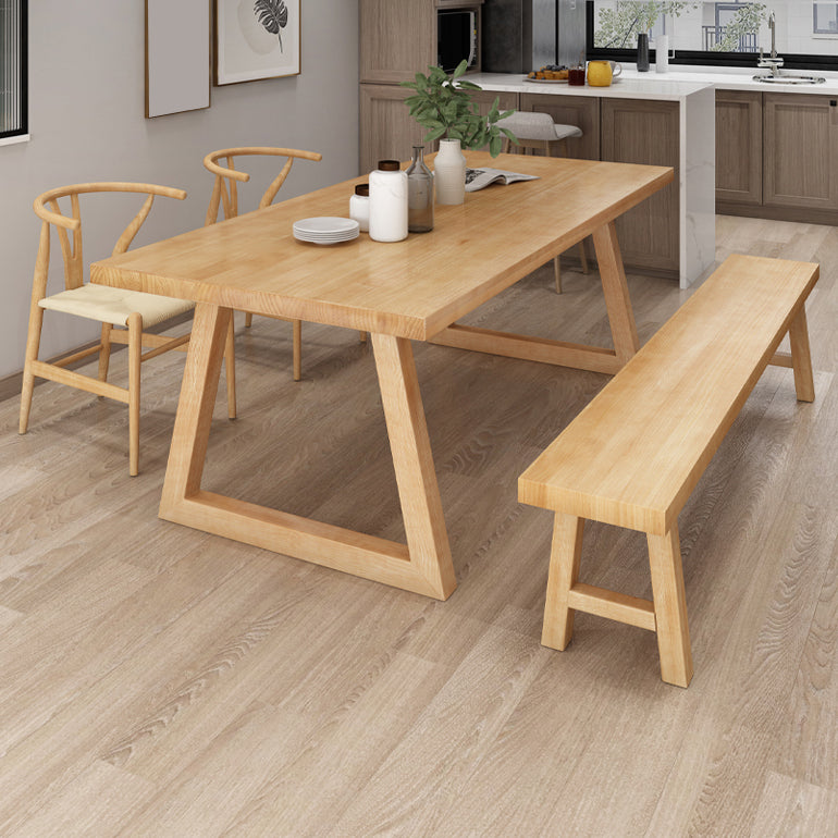 Dennen vaste houten rechthoek tafel moderne eettafel in de natuur met dubbel voetstuk
