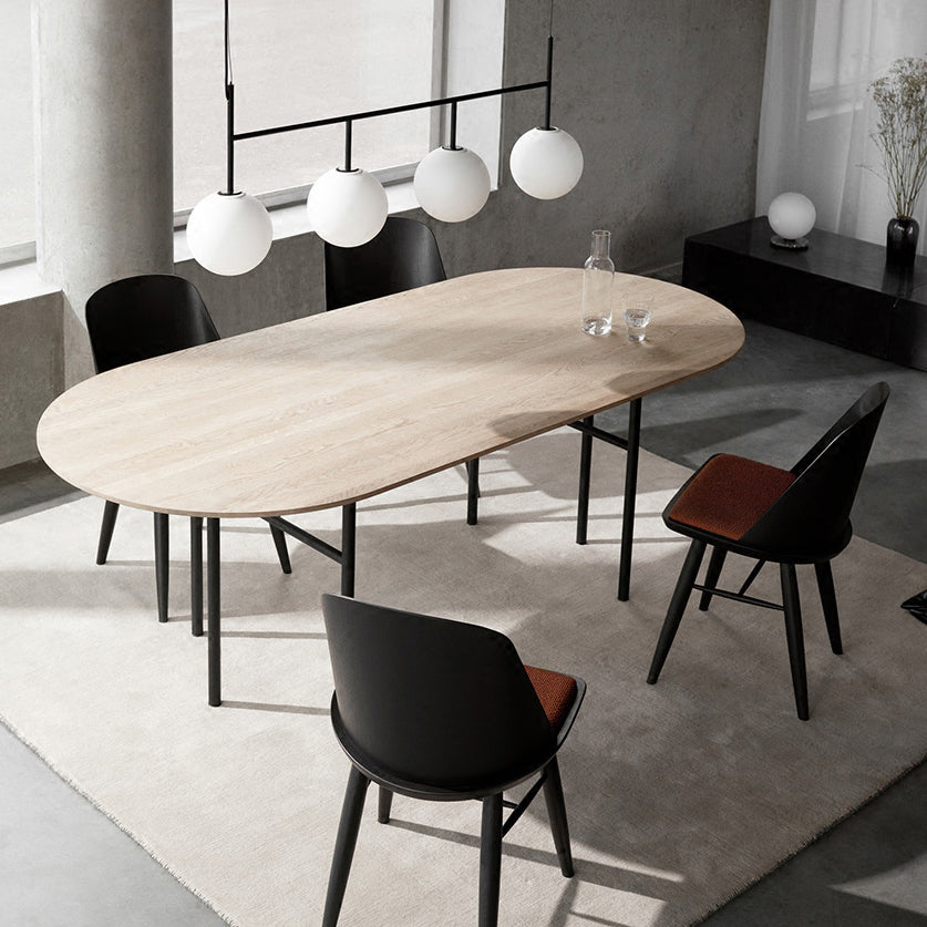Metal Modern Oval Dining Table Wood Top Table for Dining Room and Kitchen