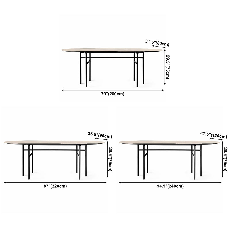 Metal Modern Oval Dining Table Wood Top Table for Dining Room and Kitchen