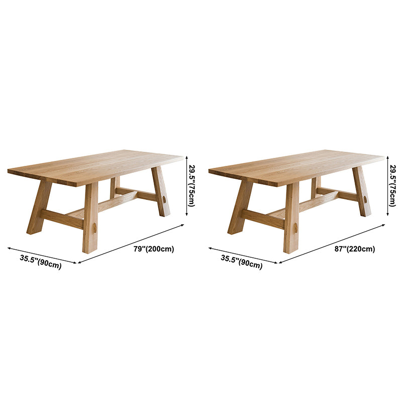 Table rectangulaire en bois massif, Table à manger moderne en nature avec base à tréteaux pour Restaurant