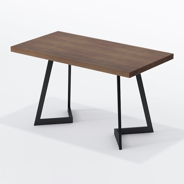 Mesa de comedor industrial Mesa de madera maciza de pino con base negra para la cena de cocina en casa