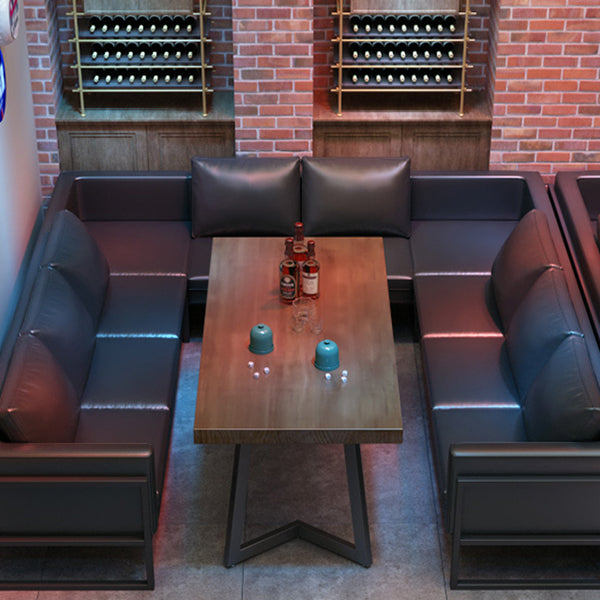 Mesa de comedor industrial Mesa de madera maciza de pino con base negra para la cena de cocina en casa