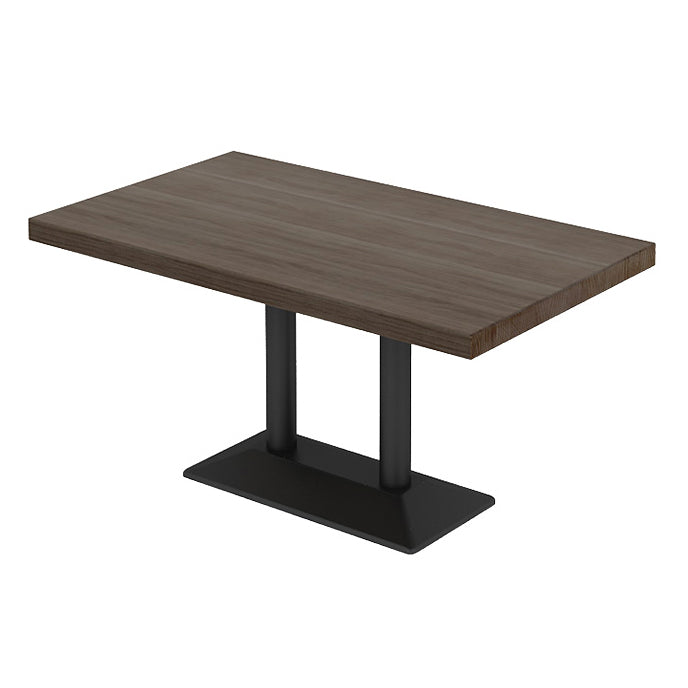Mesa de comedor industrial Mesa de madera maciza de pino con base negra para comedor