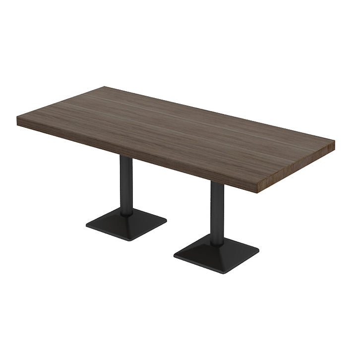 Mesa de comedor industrial Mesa de madera maciza de pino con base negra para comedor