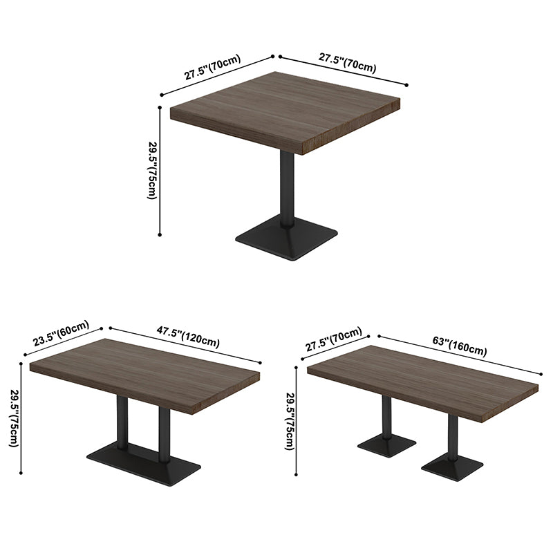 Mesa de comedor industrial Mesa de madera maciza de pino con base negra para comedor