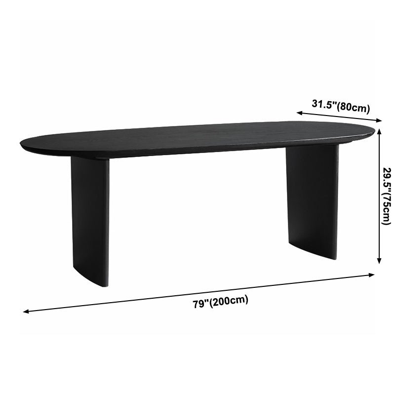 Solid Wood Contemporary Oval Dining Table Black Wood Top Table for Dining Room