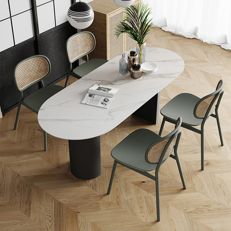 Tavolo da pranzo a doppio piedistallo ovale tavolo da dinette in stile contemporaneo