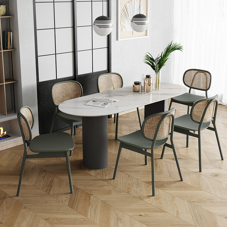 Tavolo da pranzo a doppio piedistallo ovale tavolo da dinette in stile contemporaneo