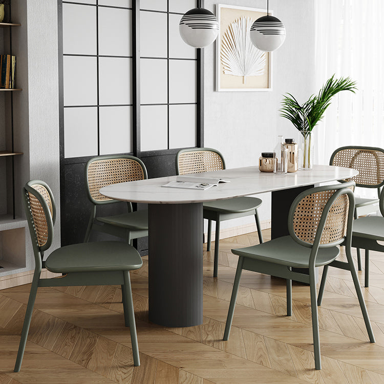 Tavolo da pranzo a doppio piedistallo ovale tavolo da dinette in stile contemporaneo