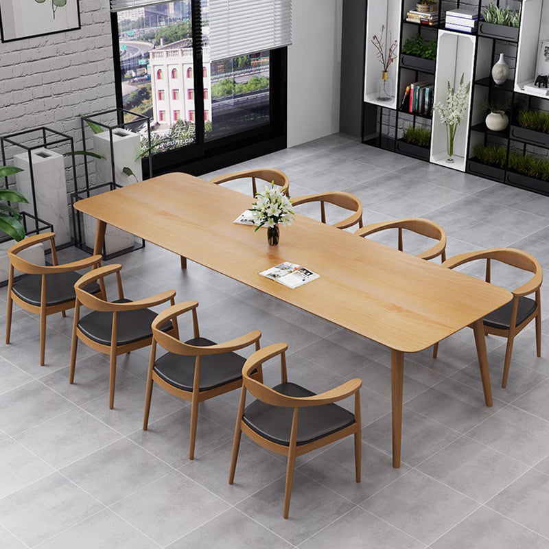 Forma rettangolare tavolo da pranzo moderno tavolo fisso in legno con legno massiccio