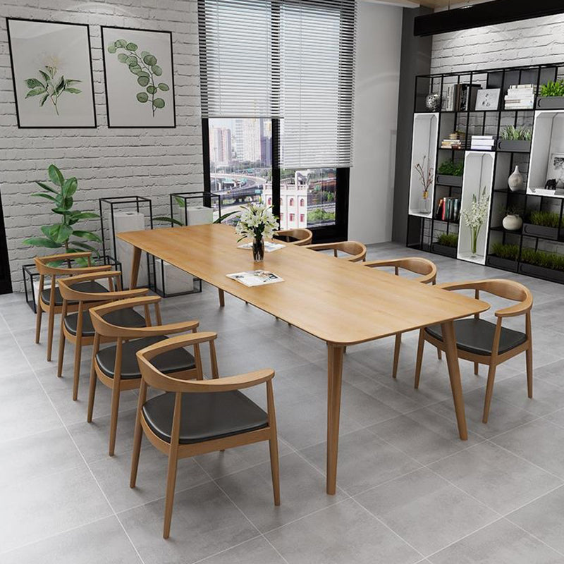 Forma rettangolare tavolo da pranzo moderno tavolo fisso in legno con legno massiccio