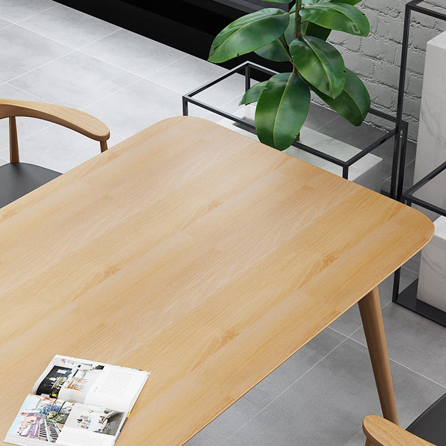 Forma rettangolare tavolo da pranzo moderno tavolo fisso in legno con legno massiccio