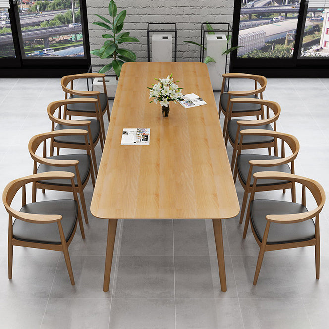 Forma rettangolare tavolo da pranzo moderno tavolo fisso in legno con legno massiccio