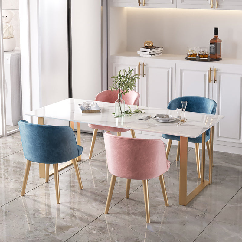 Contemporary White Standard Dining Table Rectangle Sintered Stone Dining Table for Kitchen