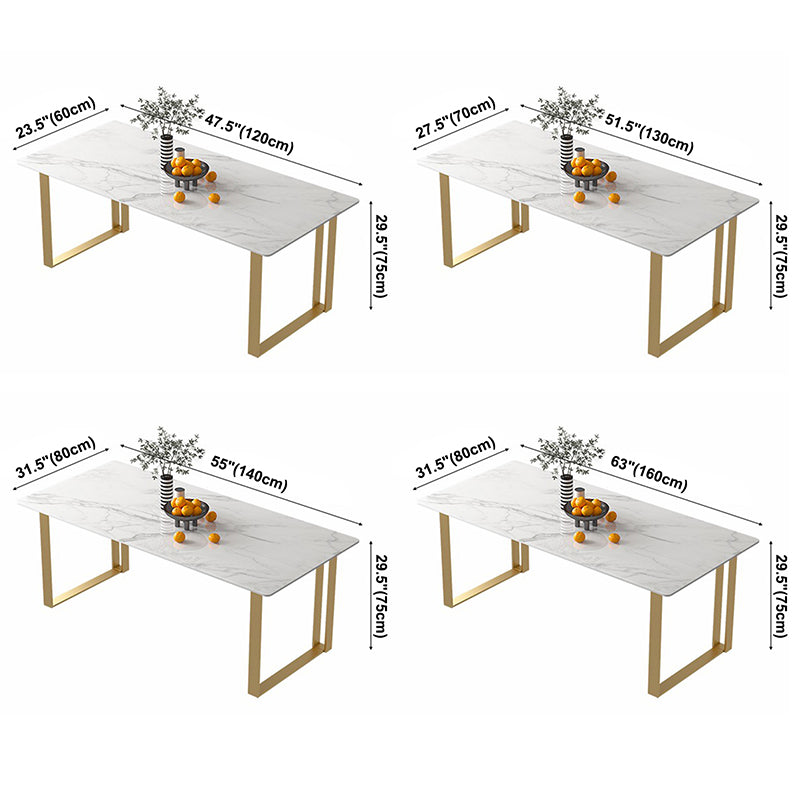 Contemporary White Standard Dining Table Rectangle Sintered Stone Dining Table for Kitchen
